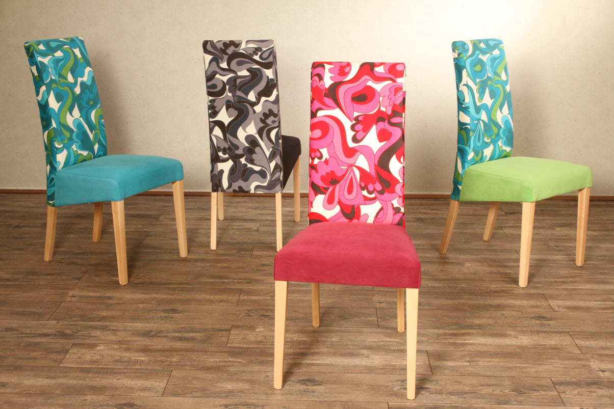 2x DESIGN ESSZIMMERSTUHL STUHL SET MASSIV STOFF STÜHLE BUNT MEHRFARBIG